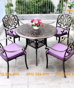 Bàn Tròn Nhôm Đúc 4 Ghế Sơn Tĩnh Điện ND-22