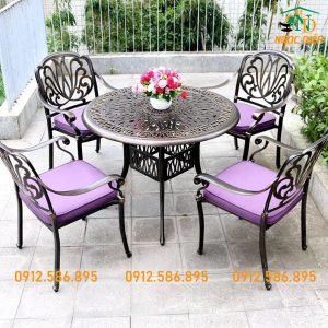 Bàn Tròn Nhôm Đúc 4 Ghế Sơn Tĩnh Điện ND-22