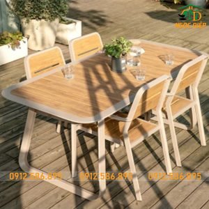 Bộ Bàn 4 Ghế Nhựa Giả Gỗ