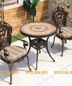 Bộ Bàn Mặt Đá Gốm 2 Ghế Nhôm Đúc ND-13