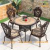 Bộ Bàn Mặt Đá Gốm 4 Ghế Nhôm Đúc ND-15