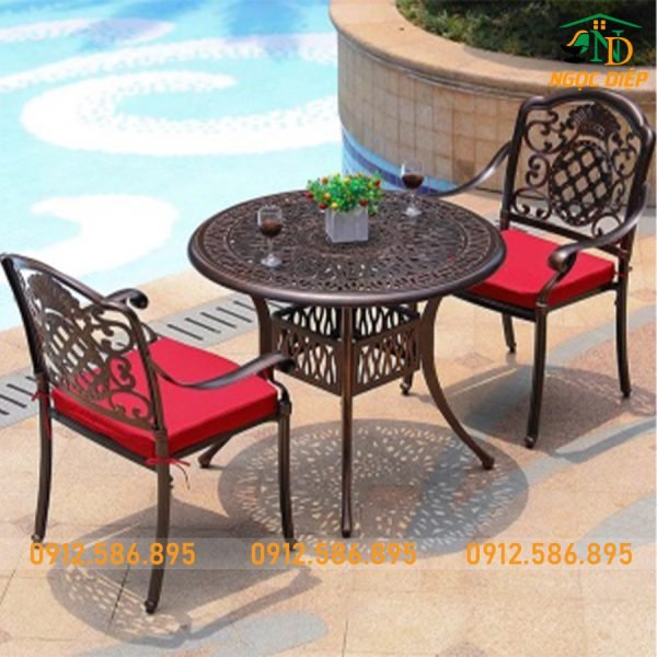Bộ Bàn Tròn 2 Ghế Nhôm Đúc ND-18