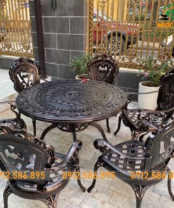 Bộ Bàn Tròn 6 Ghế Nhôm Đúc ND-21