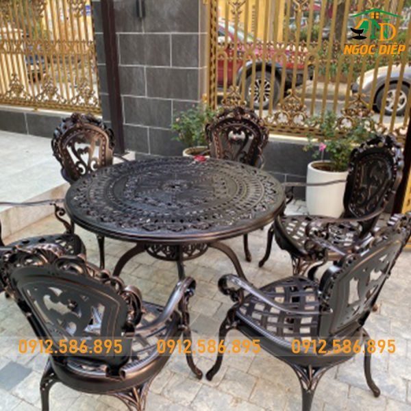 Bộ Bàn Tròn 6 Ghế Nhôm Đúc ND-21