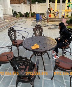 Bàn Tròn 6 Ghế Nhôm Đúc Sơn Tĩnh Điện ND-24