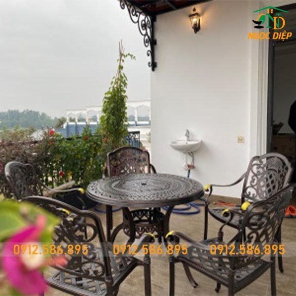 Bàn Tròn 6 Ghế Nhôm Đúc Sơn Tĩnh Điện ND-25