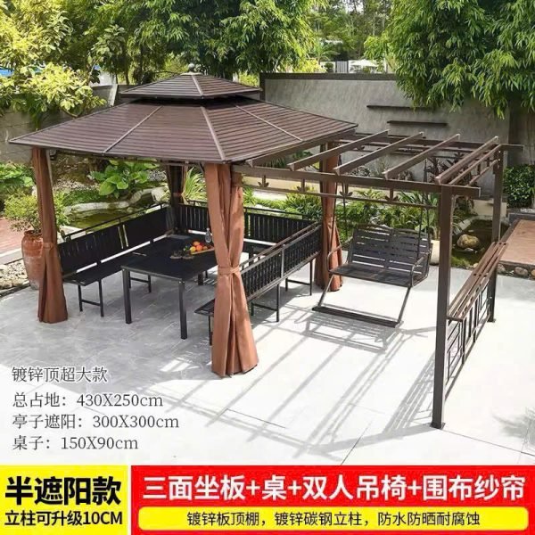 Nhà chòi mái thép kết hợp xích đu 2 chỗ