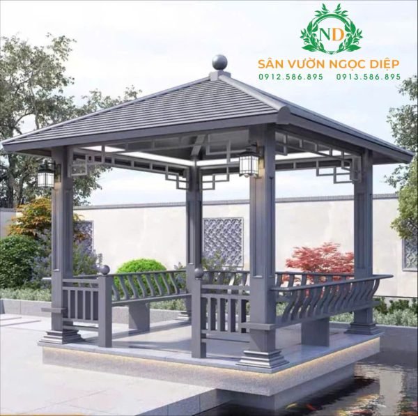 NHÀ CHÒI VUÔNG KHUNG HOA VĂN ĐƠN