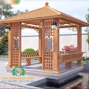 NHÀ CHÒI NHÔM- KHUNG HOA VĂN KẺ  LƯỚI