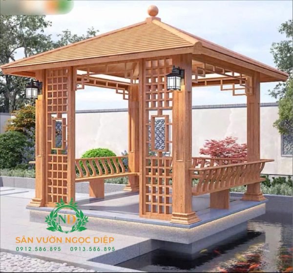 NHÀ CHÒI NHÔM- KHUNG HOA VĂN KẺ  LƯỚI