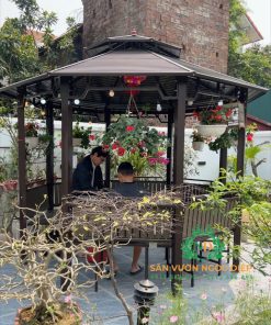 Nhà chòi bát giác cột  thép hộp sơn tĩnh điện giao tới nhà khách tạiHà Nội