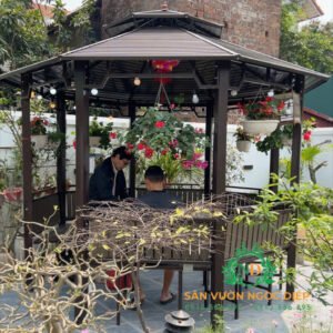 Nhà chòi bát giác cột  thép hộp sơn tĩnh điện giao tới nhà khách tạiHà Nội