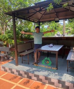 Hoàn hiện và bàn giao bộ nhà chòi vuông cột đơn mái 3m x3m cho anh khách tại Sơn Tây lúc 12h trưa ạ