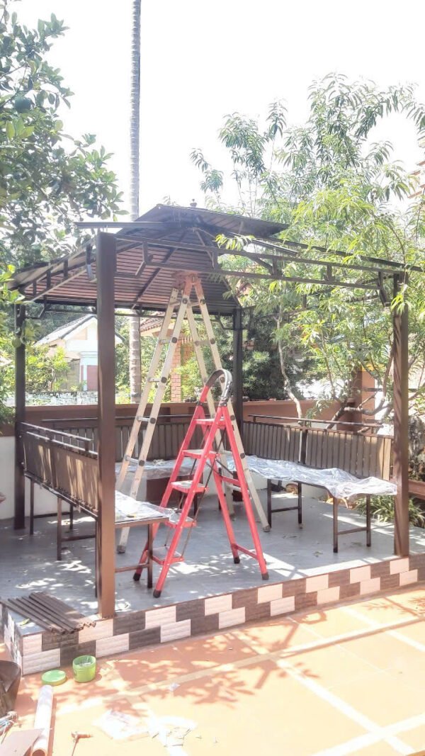 Hoàn hiện và bàn giao bộ nhà chòi vuông cột đơn mái 3m x3m cho anh khách tại Sơn Tây lúc 12h trưa ạ - Hình ảnh 3