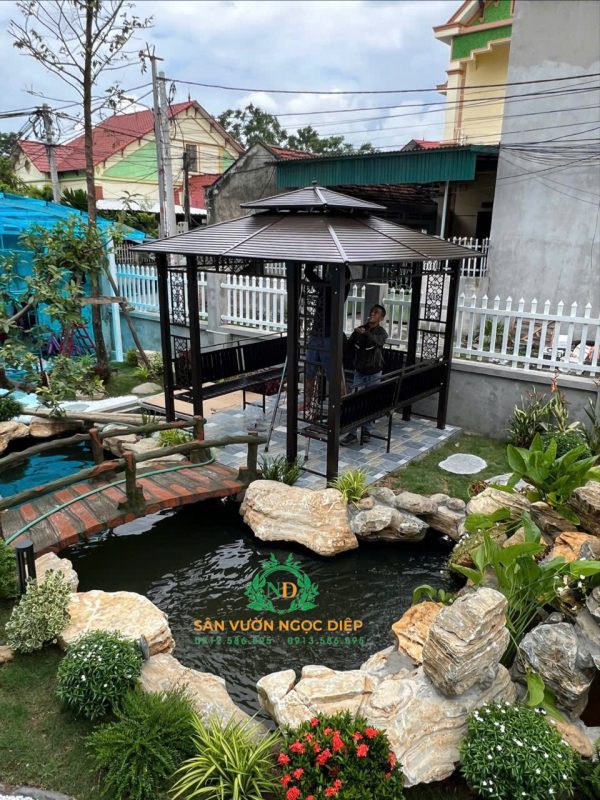 Bàn giao và lắp đặt bộ NHÀ CHÒI CỘT ĐÔI- MÁI THÉP 3m x3m tại Thiện Kế- Bình Xuyên- Phú Thọ - Ảnh 2