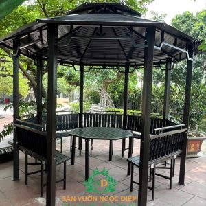 Lắp đặt và bàn giao bộ nhà chòi BÁT GIÁC MÁI THÉP 3,5m tại Hà Đông- Hà Nội